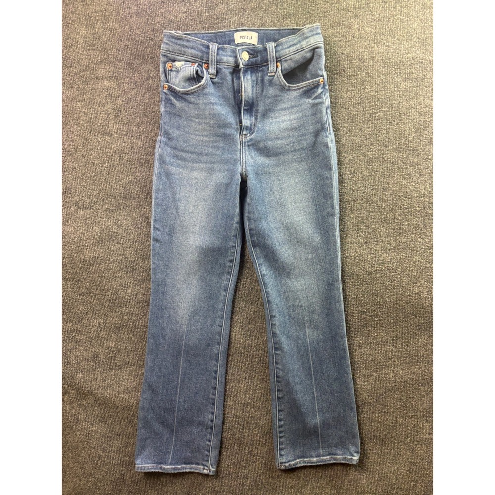 Pistola Jeans Womens 25 Blue High Rise Kick Flare Stretch Denim P00016088SR